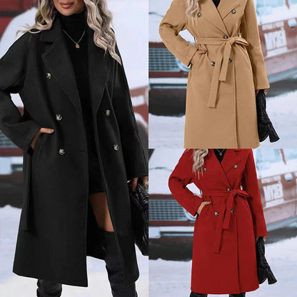 Double-Breasted Trench Coat with Polo Collar