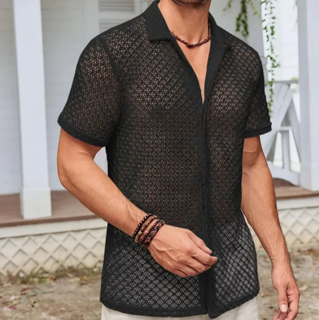 Mesh Lapel Shirt