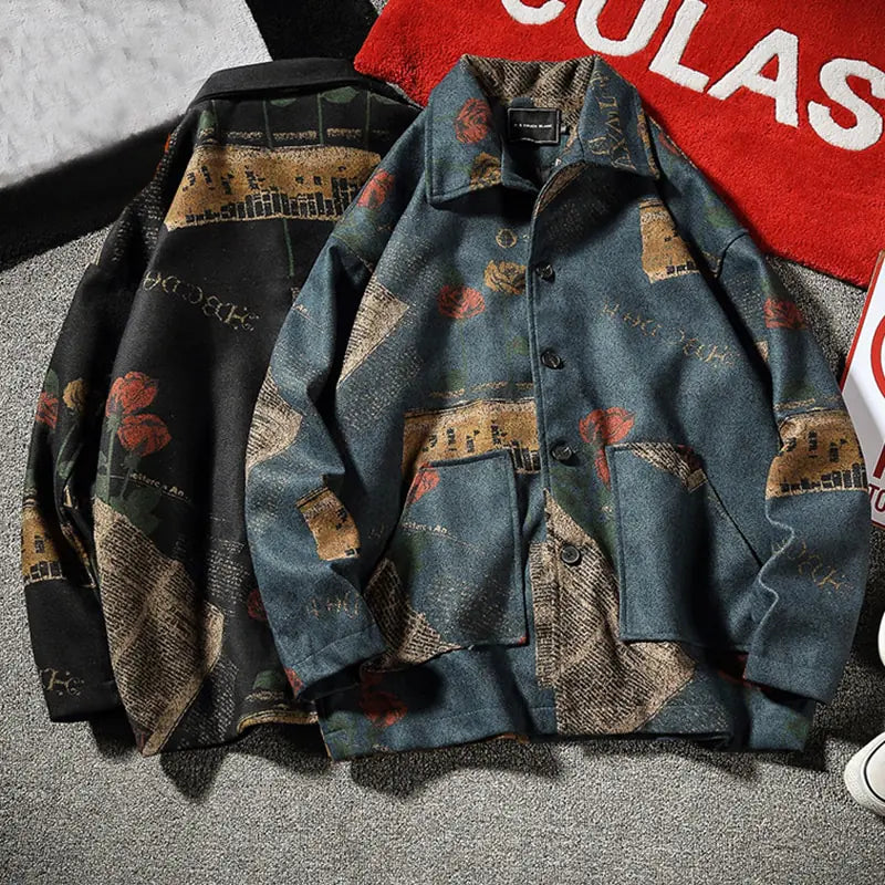 Stylish Retro Print Jacket