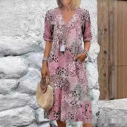 V-Neck Pocket Dress