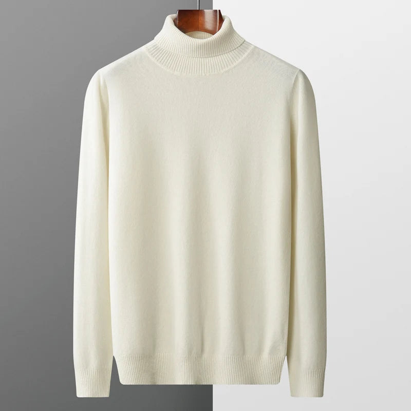 Men's High Collar Winter Knit Pullover