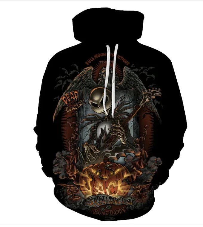 Printed Skull Head Hooded Sweater