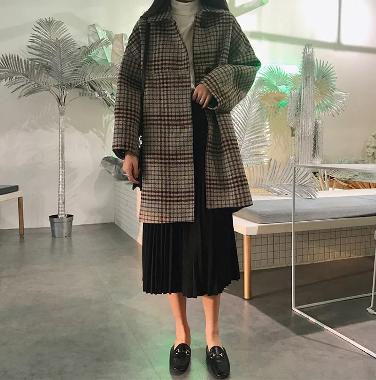 Plaid Wool Coat