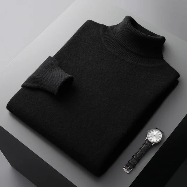 Men's High Collar Winter Knit Pullover