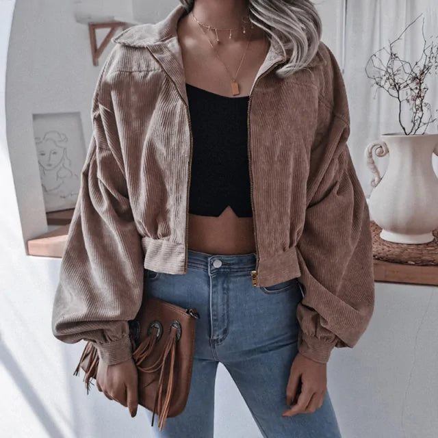 Corduroy Cropped Jacket  For Women