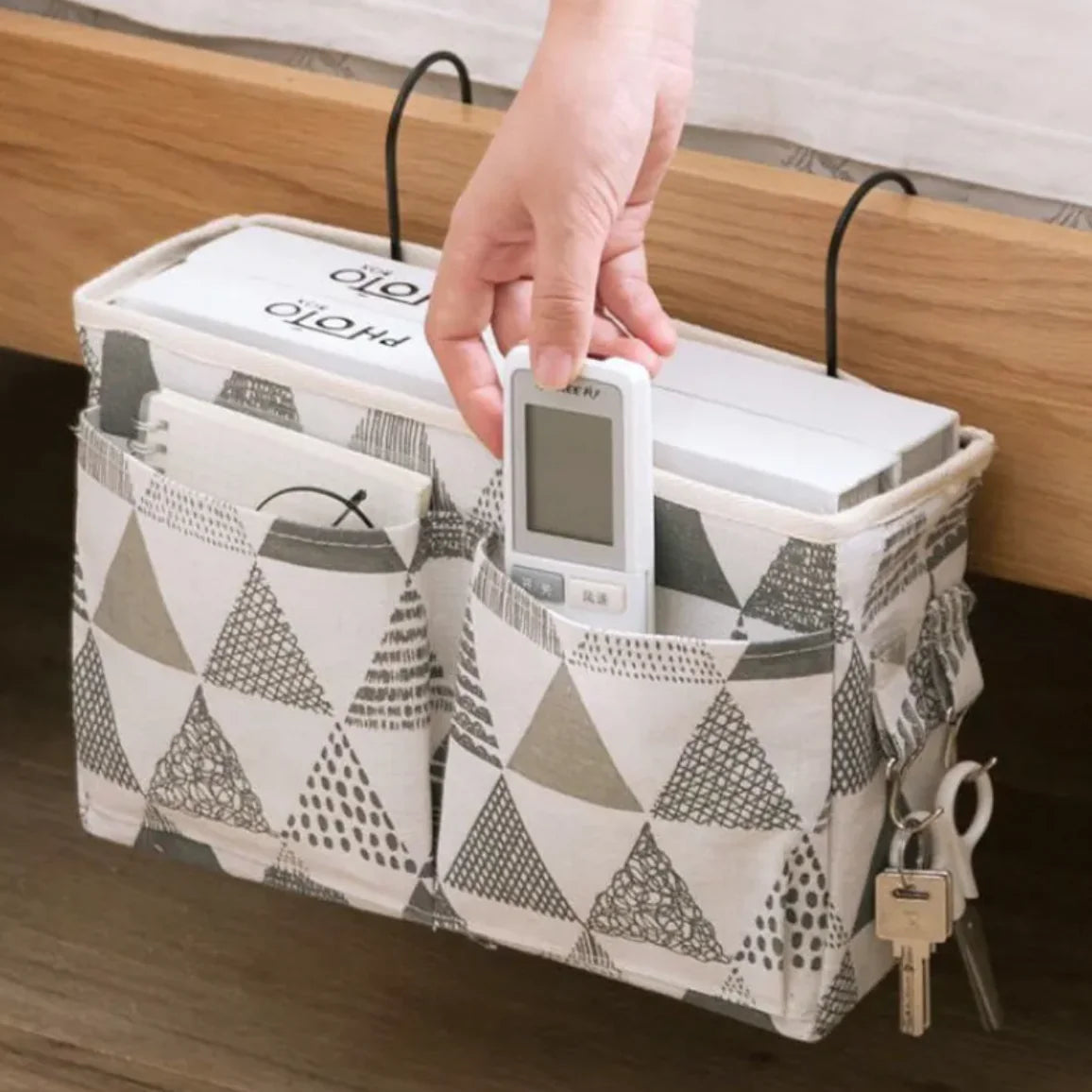 Bedside Fence Storage Box Basket Hanging Bag