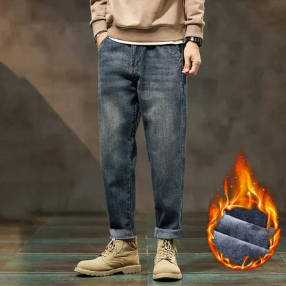 Trousers Fleece Loose Fit Jeans For Men