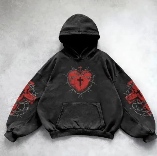 Vintage Print Hoodie