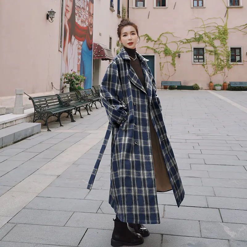 Plaid Woolen Coat
